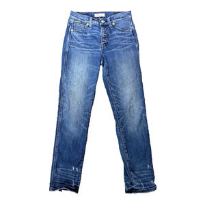 Madewell Jeans Women’s 25 Blue Slim Straight Mid Rise Medium Wash Button Fly